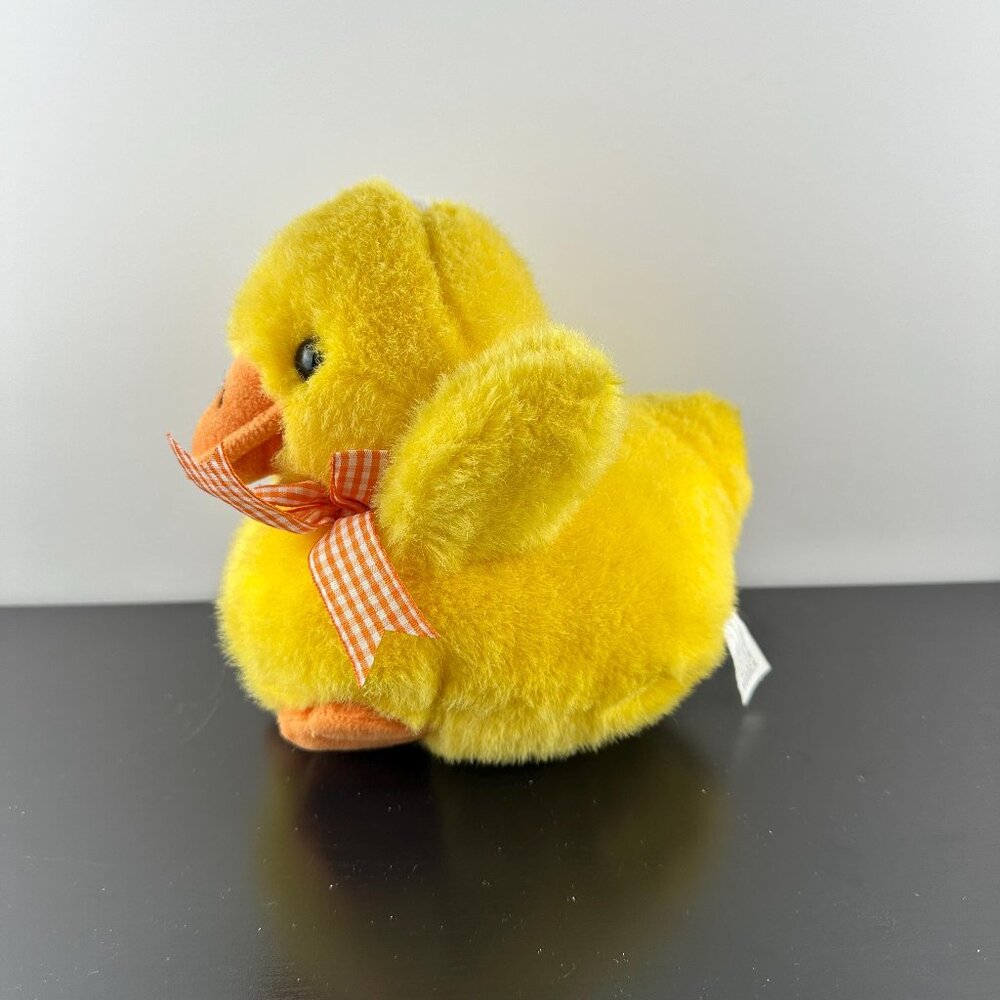 Chosun Vintage Duck Yellow Orange Gingham Ribbon Neck Plush Stuffed Animal